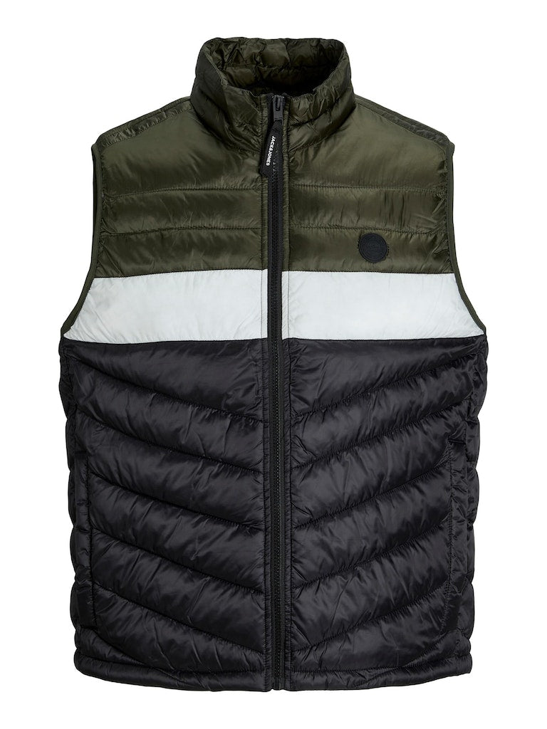 Jjehero Bodywarmer Collar NoosRosin BLOCKED - BLACK/WHITE