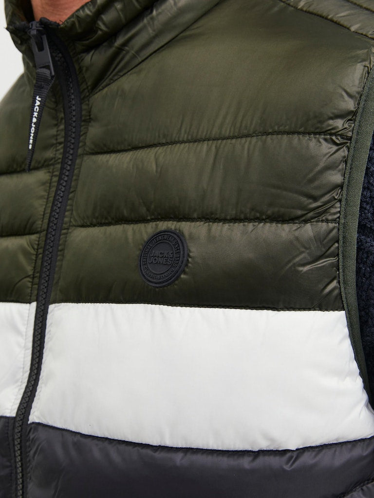 Jjehero Bodywarmer Collar NoosRosin BLOCKED - BLACK/WHITE