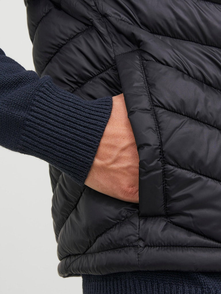 Jjehero Bodywarmer Collar NoosRosin BLOCKED - BLACK/WHITE