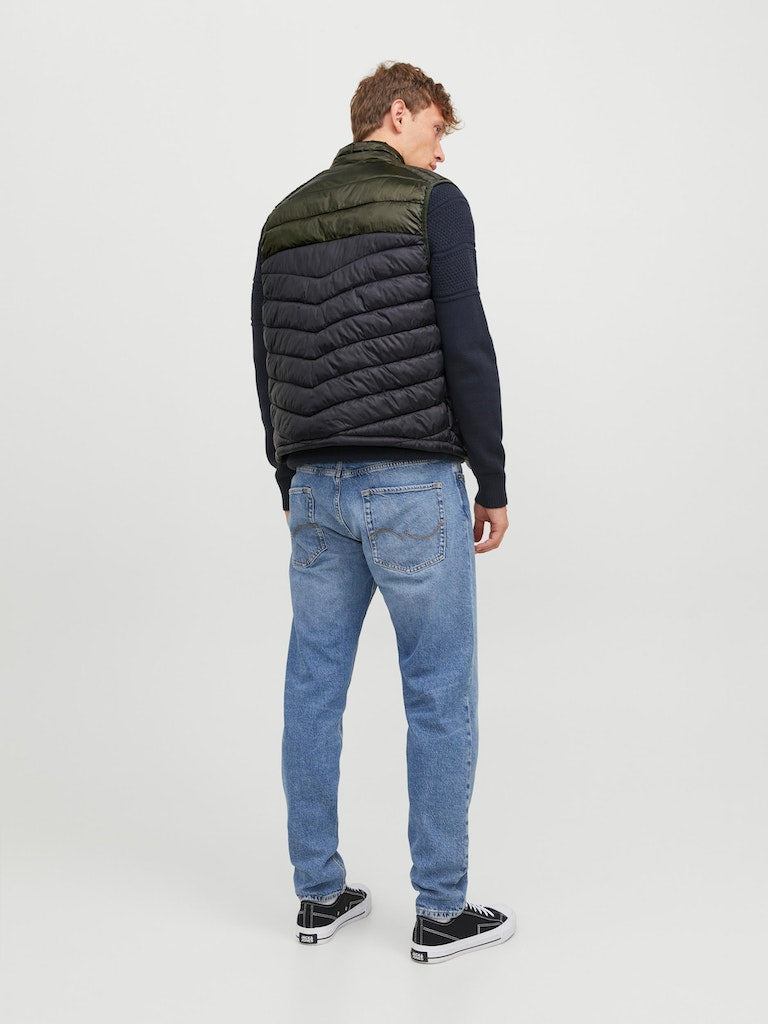 Jjehero Bodywarmer Collar NoosRosin BLOCKED - BLACK/WHITE