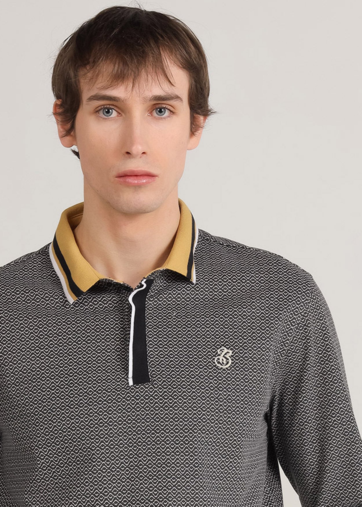 Polo Manga Larga Mini Print Geometric 299