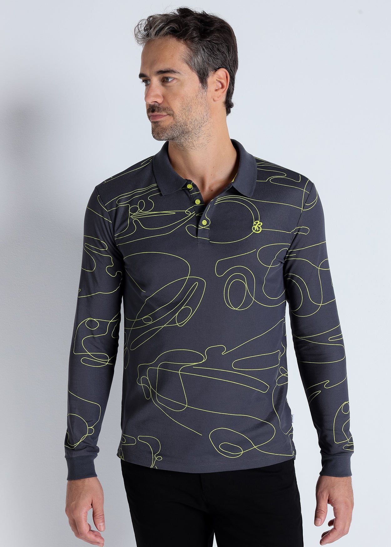 Polo Manga Larga  Estampado Neon Contrast 298