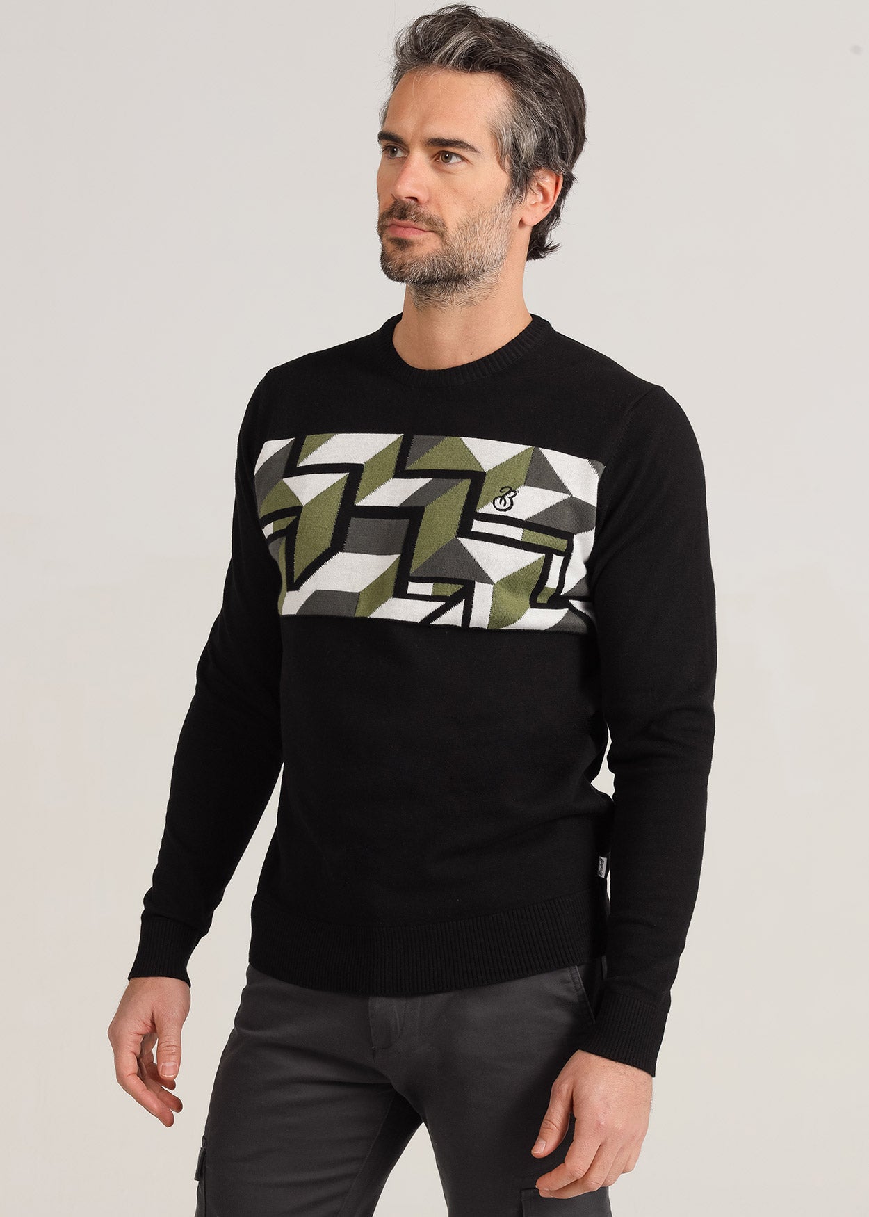 Jersey Cuello Caja  Intarsia Geometrica  299