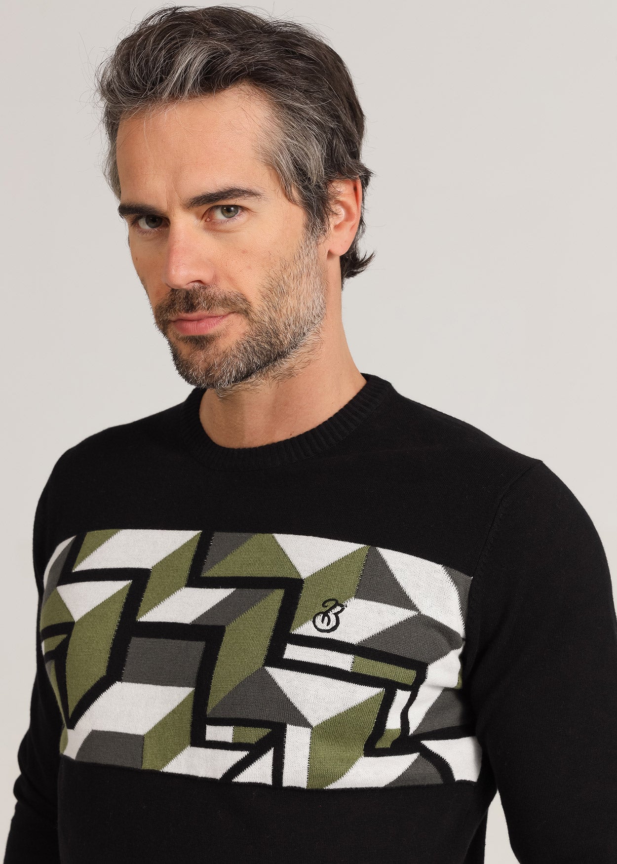 Jersey Cuello Caja  Intarsia Geometrica  299