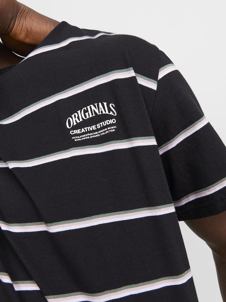 Jorlucca Stripe Tee Ss Crew Neck Black
