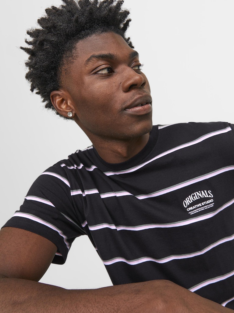Jorlucca Stripe Tee Ss Crew Neck Black
