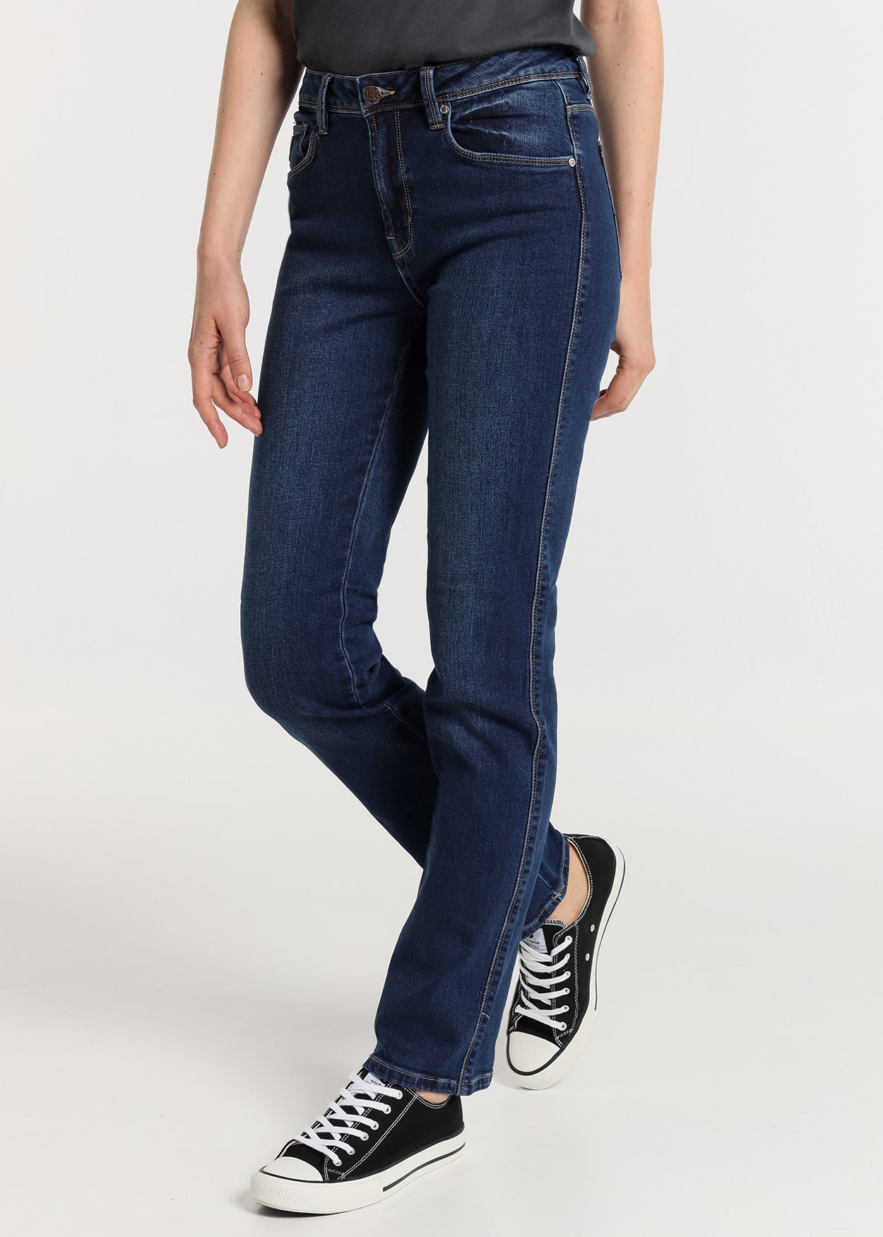 Monic-Marly Jeans Cintura Baja  Straight Tiro Corto  Medium Dark Blue  Lois 201042405950