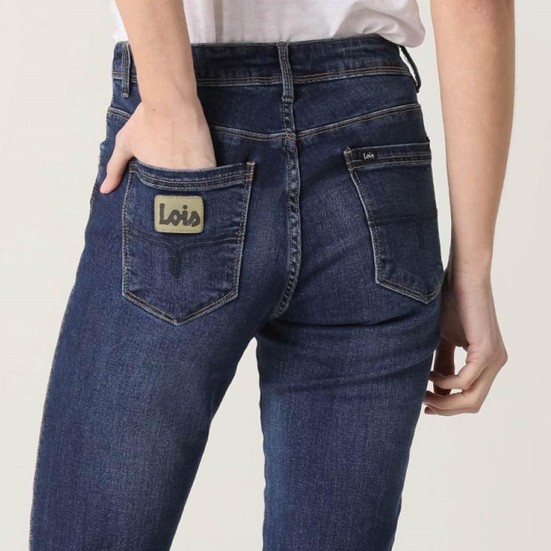 Monic-Marly Jeans Cintura Baja  Straight Tiro Corto  Medium Dark Blue  Lois 201042405950