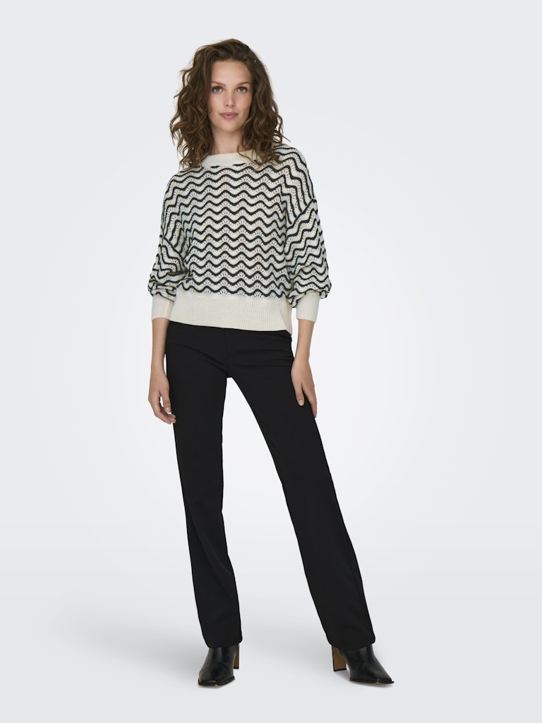 Jdyrita L/S Short Struc Pull Knt Noos 15284280Whitecap Gray W BLACK ZIG ZAG PATTERN