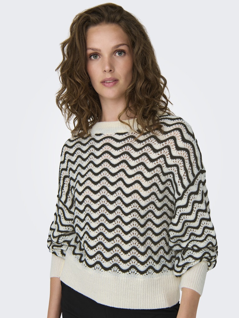 Jdyrita L/S Short Struc Pull Knt Noos 15284280Whitecap Gray W BLACK ZIG ZAG PATTERN