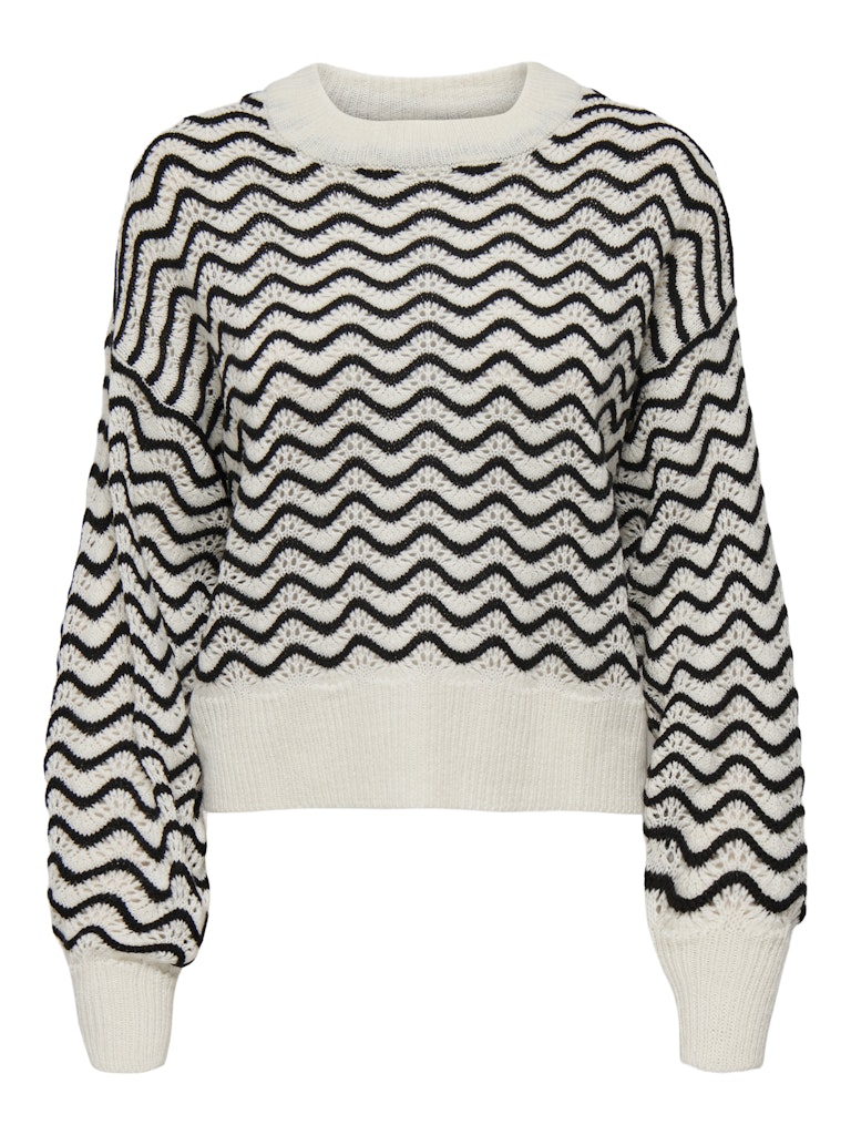Jdyrita L/S Short Struc Pull Knt Noos 15284280Whitecap Gray W BLACK ZIG ZAG PATTERN