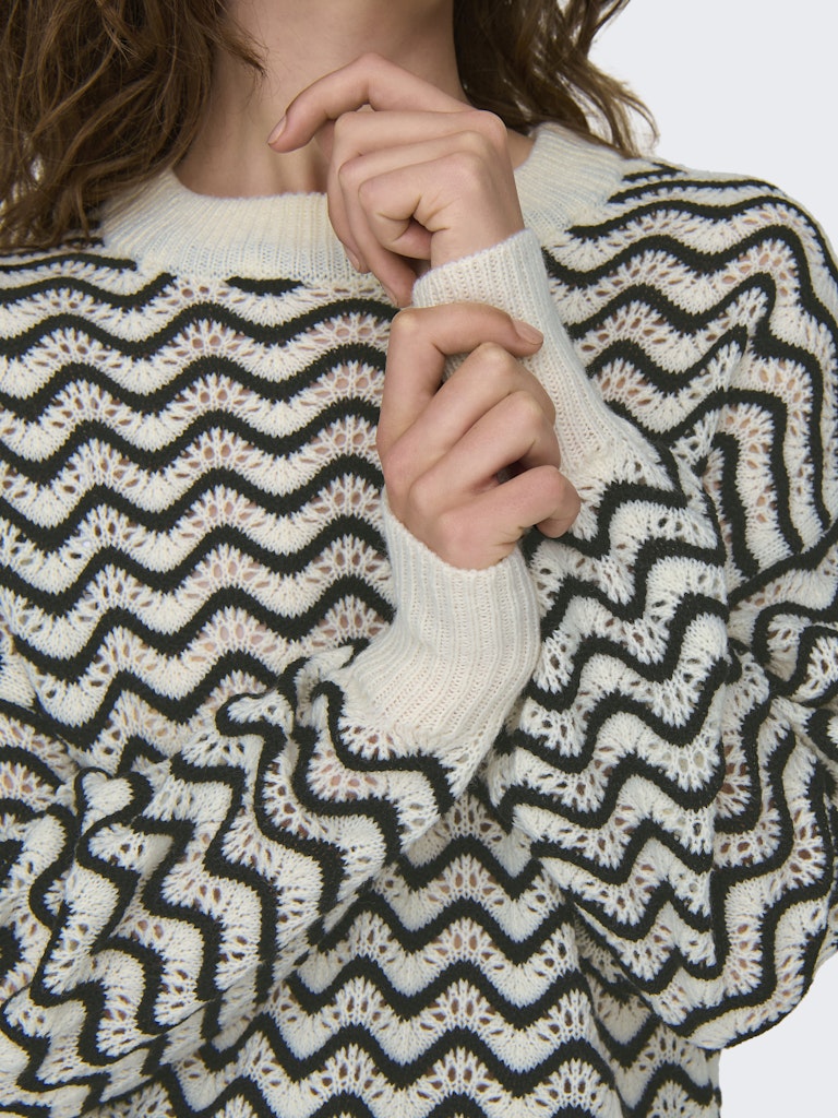 Jdyrita L/S Short Struc Pull Knt Noos 15284280Whitecap Gray W BLACK ZIG ZAG PATTERN