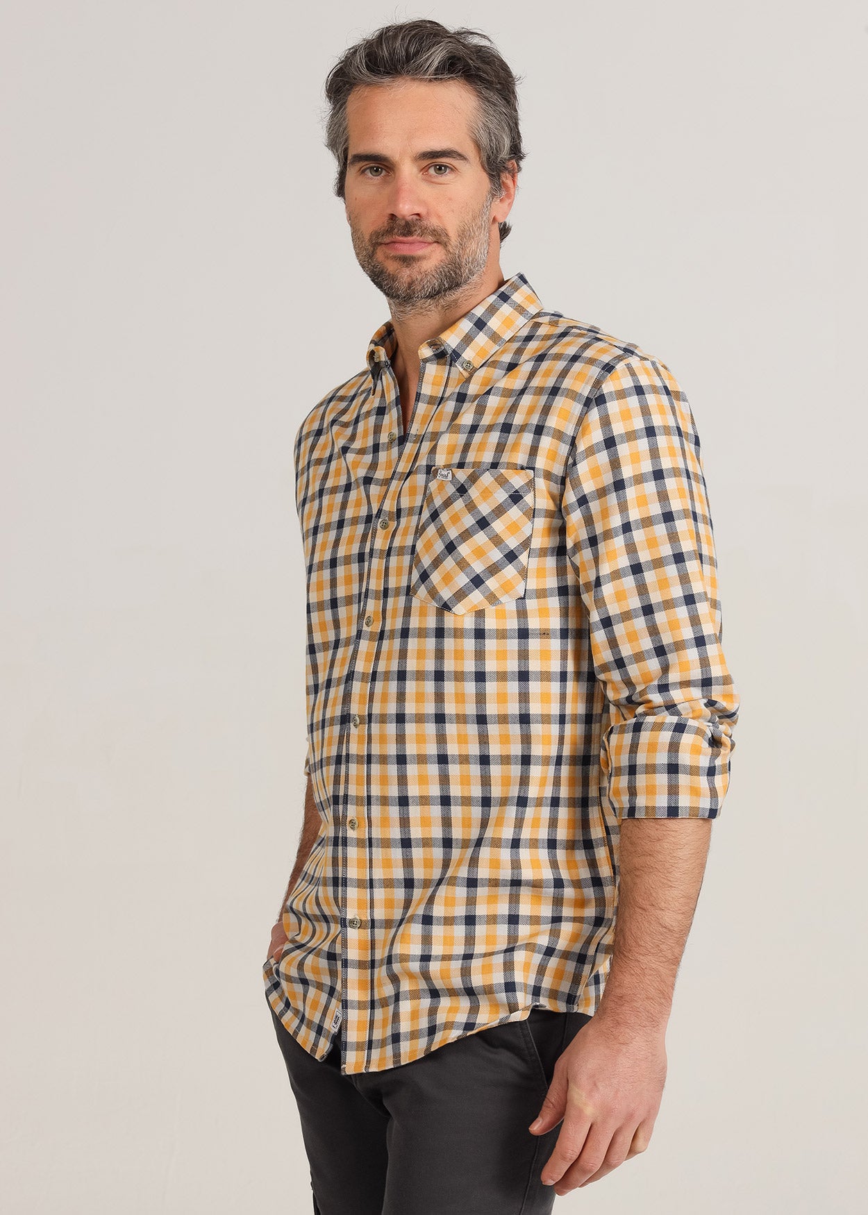 Camisa Manga Larga  Flannel Cuadros Con Bolsillo 111