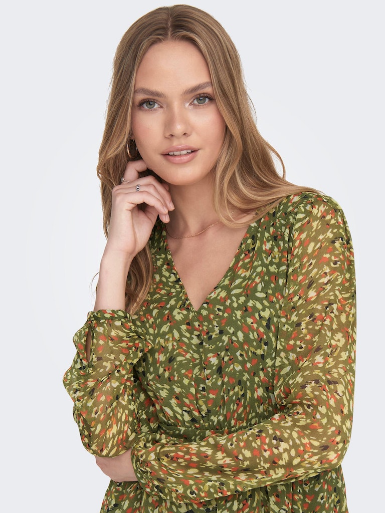 Onladele Life L/S V-Neck Dress PtmWinter Moss Eco animal