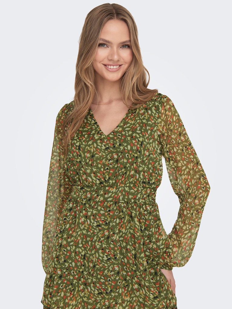 Onladele Life L/S V-Neck Dress PtmWinter Moss Eco animal