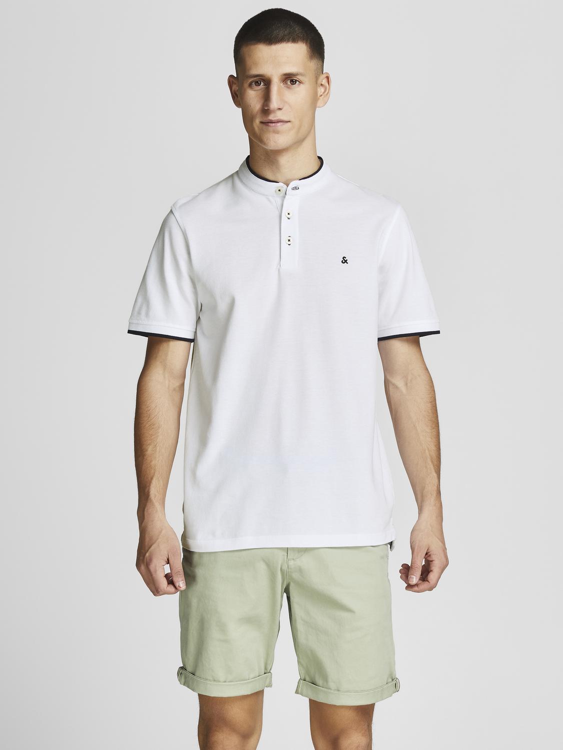 Jack & Jones Jjepaulos Mao Polo Ss Noos 12199711 White Hombre