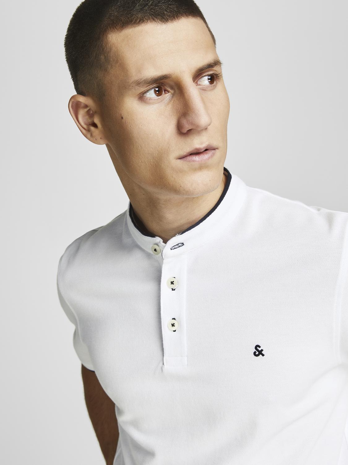 Jack & Jones Jjepaulos Mao Polo Ss Noos 12199711 White Hombre