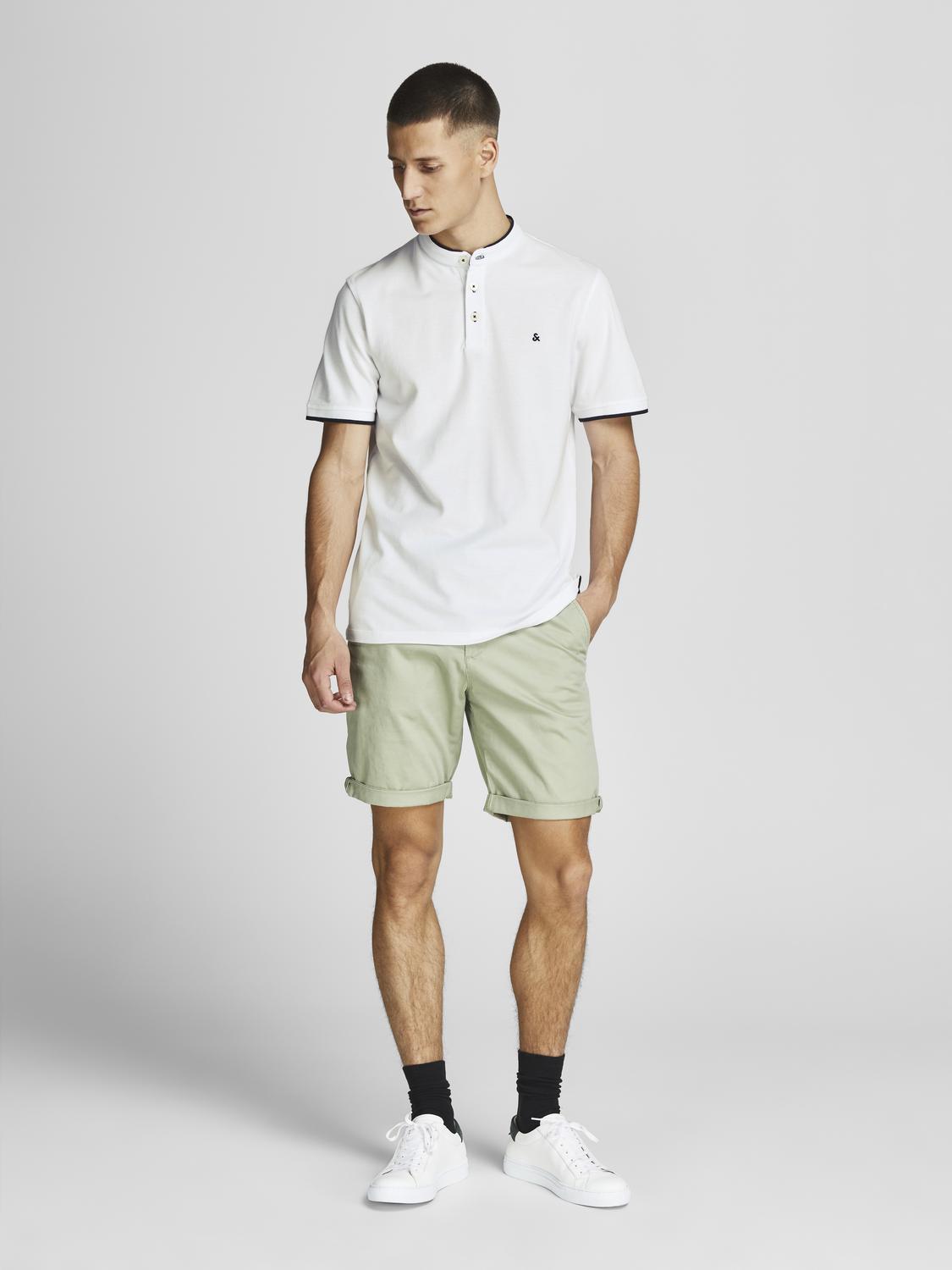 Jack & Jones Jjepaulos Mao Polo Ss Noos 12199711 White Hombre