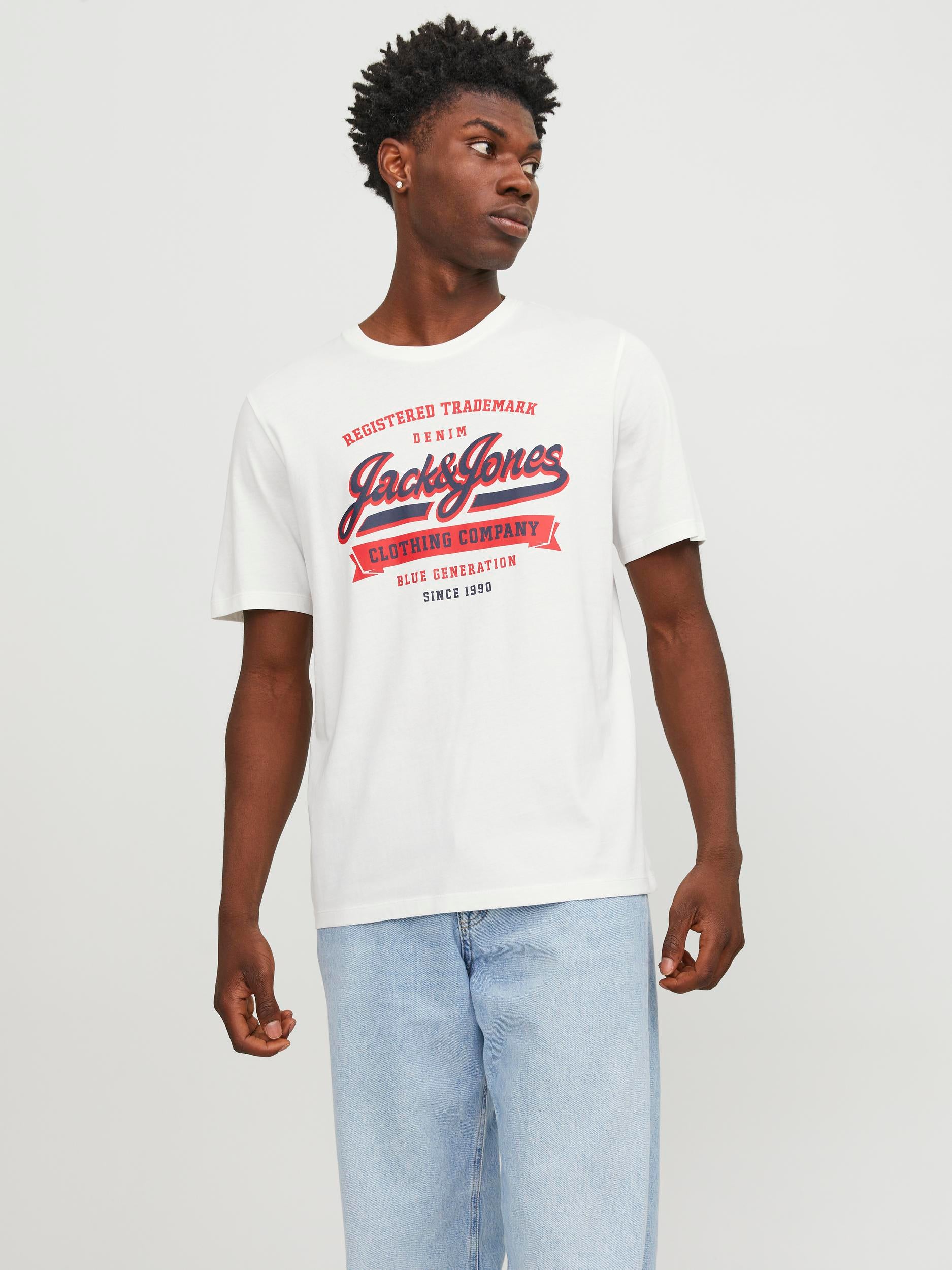 Jack & Jones Jjelogo Tee Ss O-Neck 2 Col Ss24 Sn 12246690 Cloud Dancer Hombre