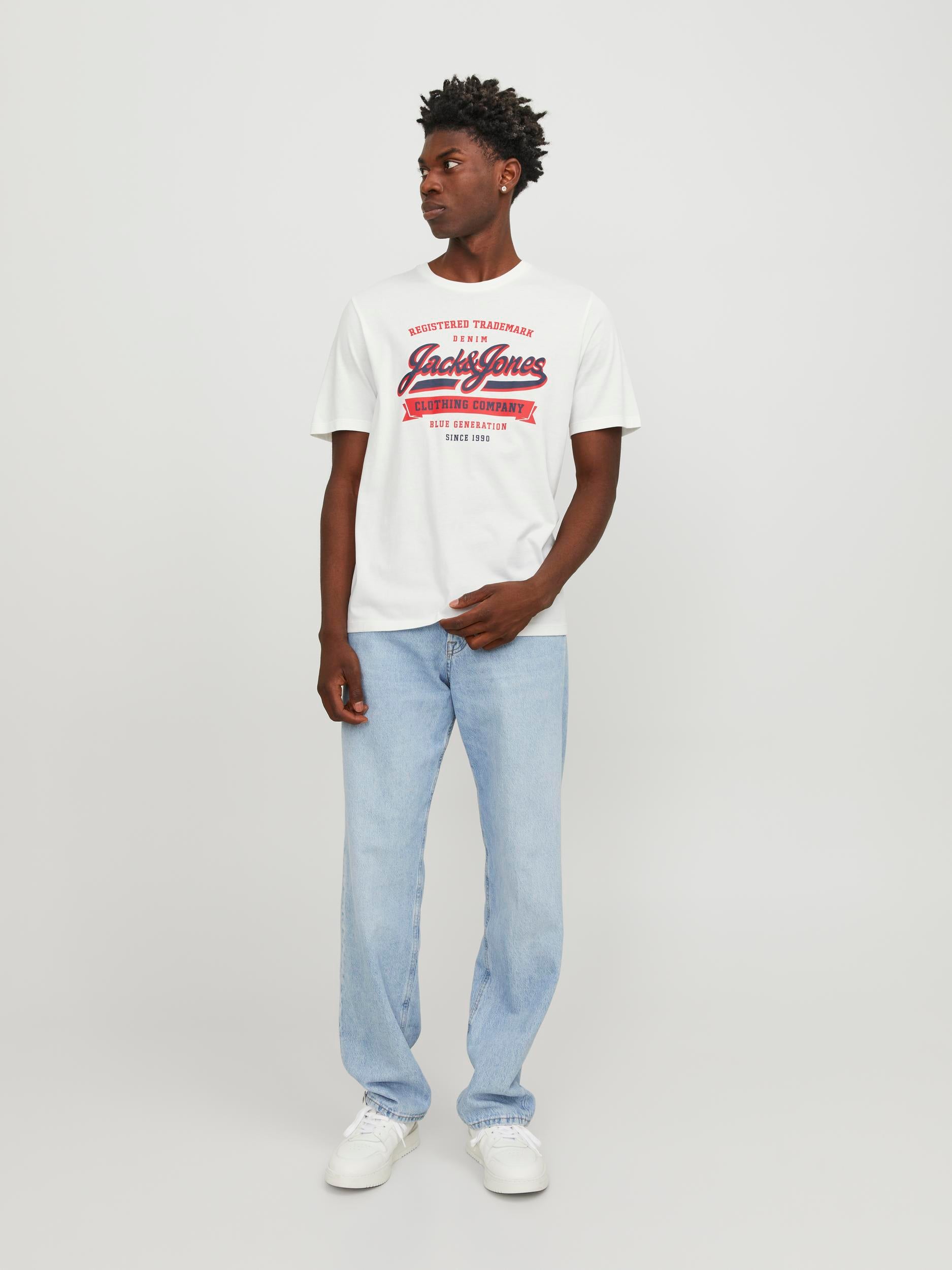 Jack & Jones Jjelogo Tee Ss O-Neck 2 Col Ss24 Sn 12246690 Cloud Dancer Hombre
