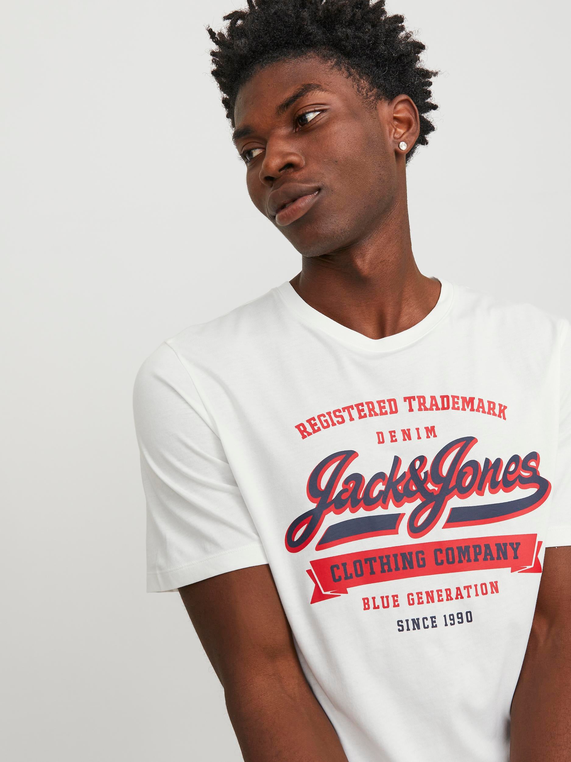 Jack & Jones Jjelogo Tee Ss O-Neck 2 Col Ss24 Sn 12246690 Cloud Dancer Hombre