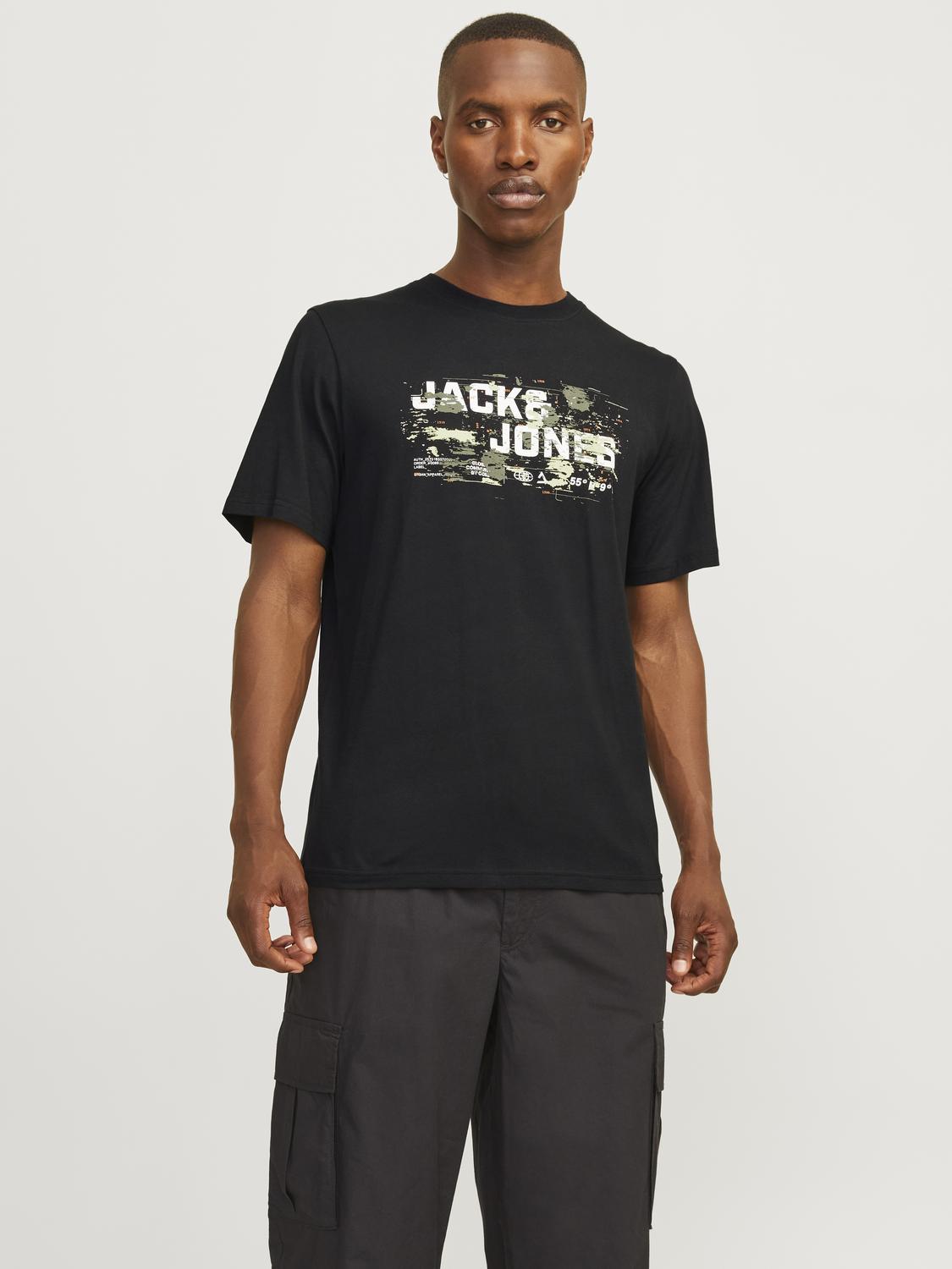 Jcooutdoor Logo Tee Ss Crew Neck Sn Black Jack & Jones 12262560Black