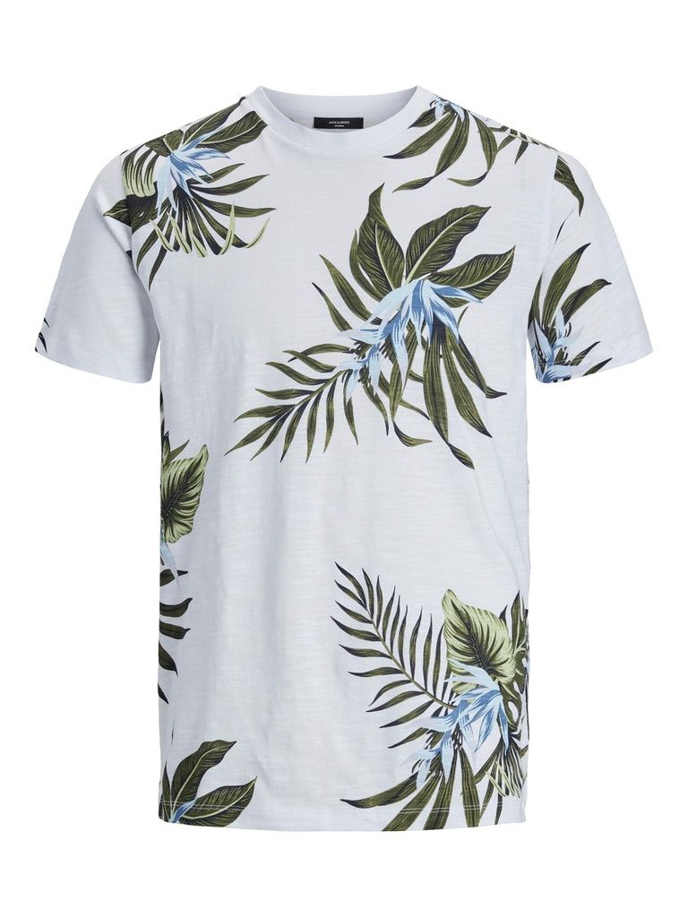 Jprblatropic Aop Ss Tee Crew Neck Sn White - dvjeans