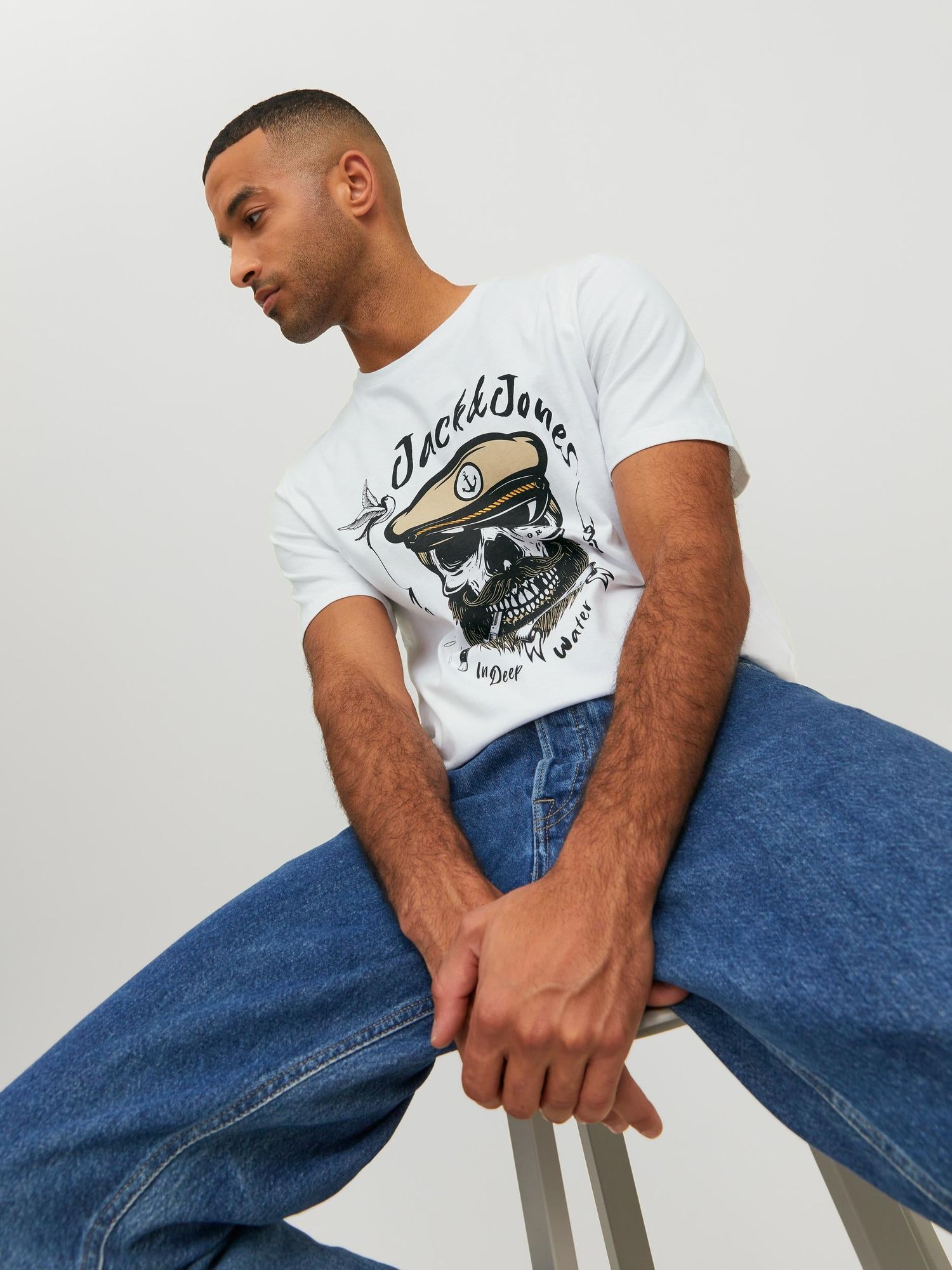 Jorroxbury Tee Ss Crew Neck Sn Bright White - dvjeans