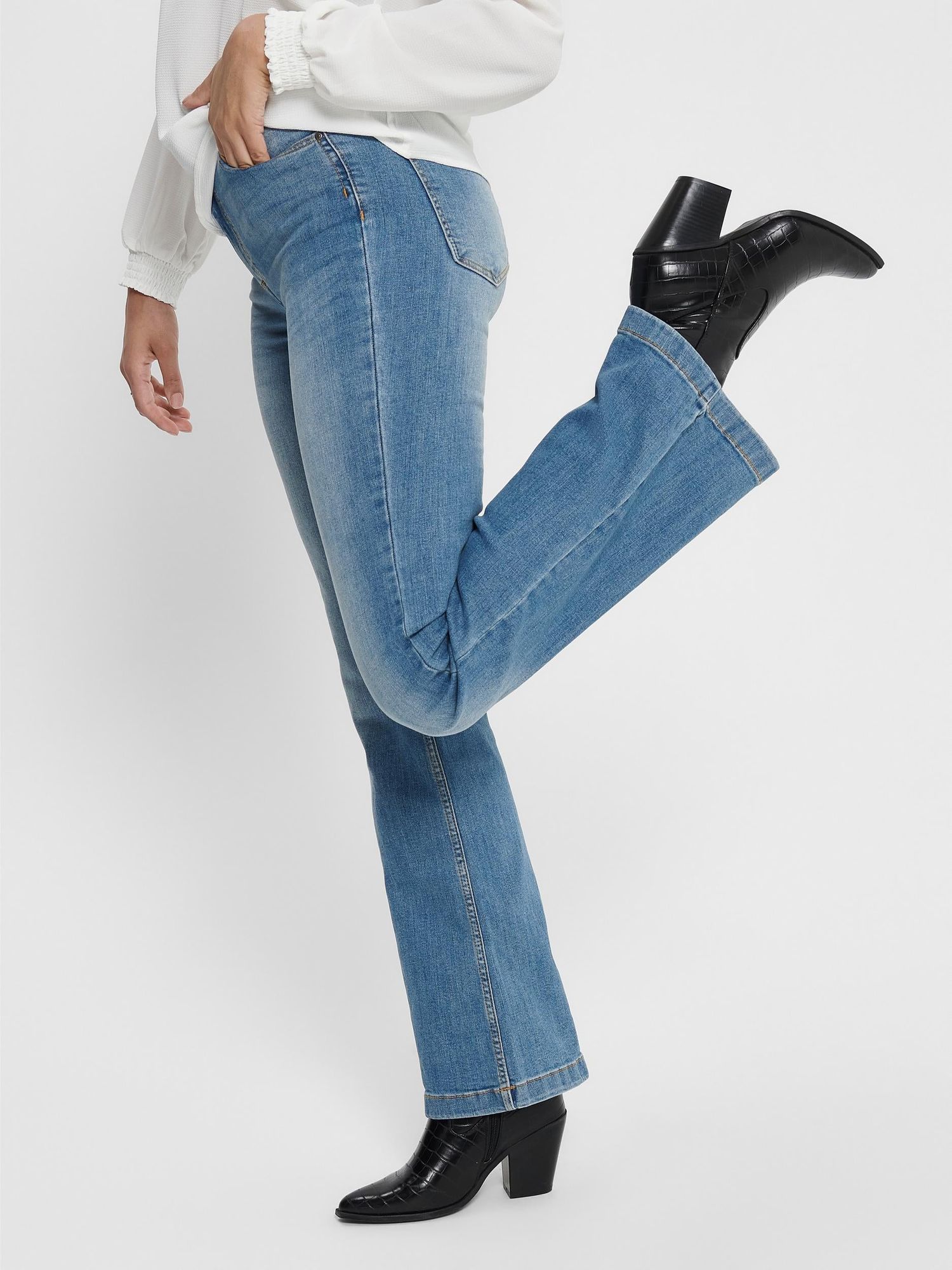 Jdyflora Flared High Mb Noos Dnm Medium Blue Denim - dvjeans