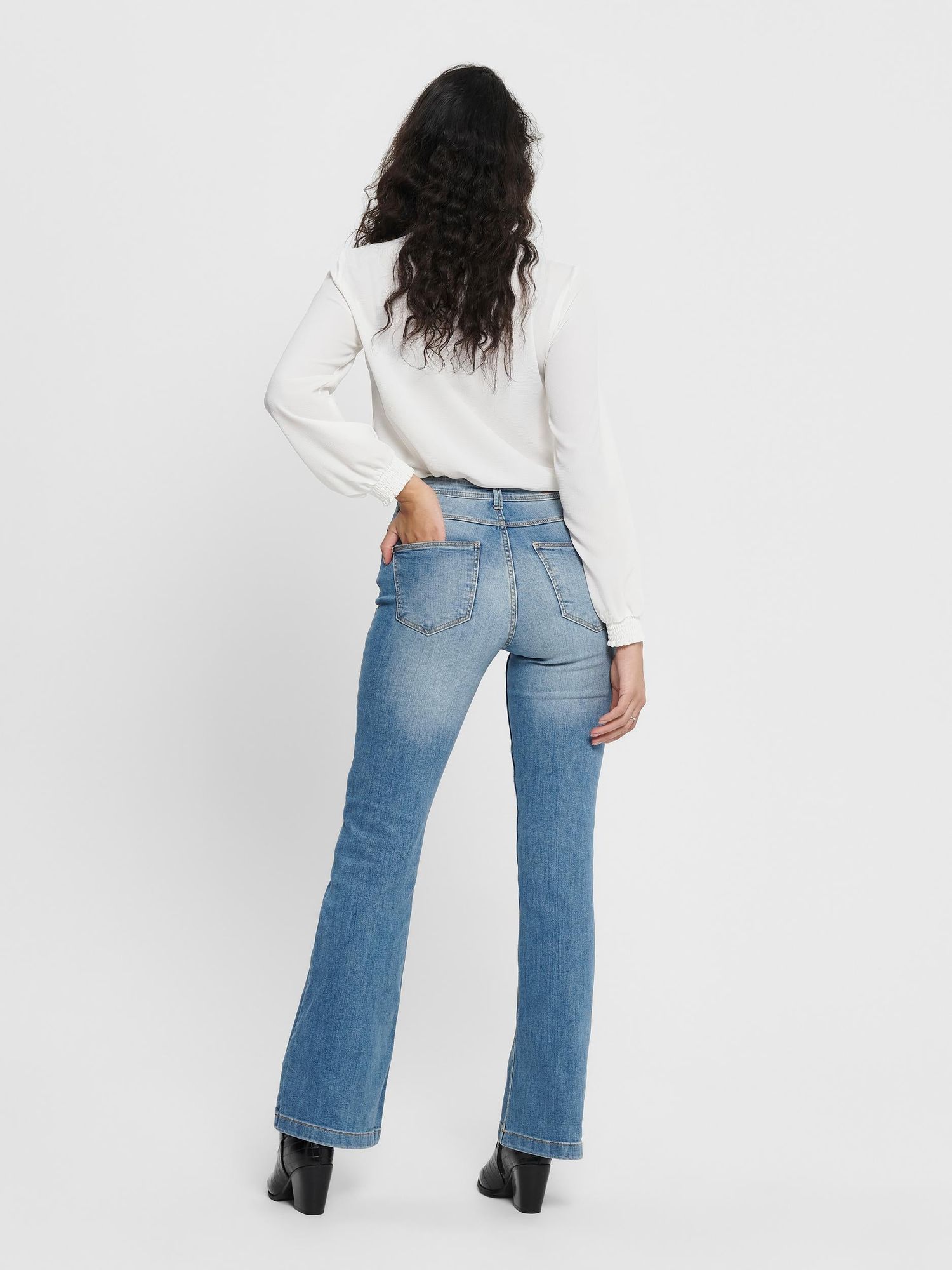 Jdyflora Flared High Mb Noos Dnm Medium Blue Denim - dvjeans