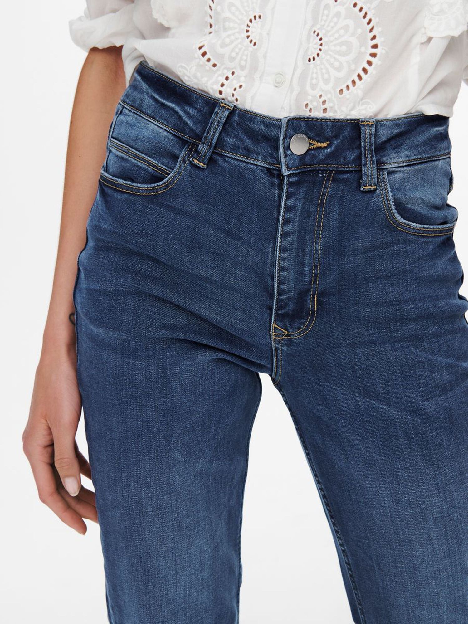 Jdynwflora Neela Hw Flr Mb01 Dnm Noos Medium Blue Denim - dvjeans