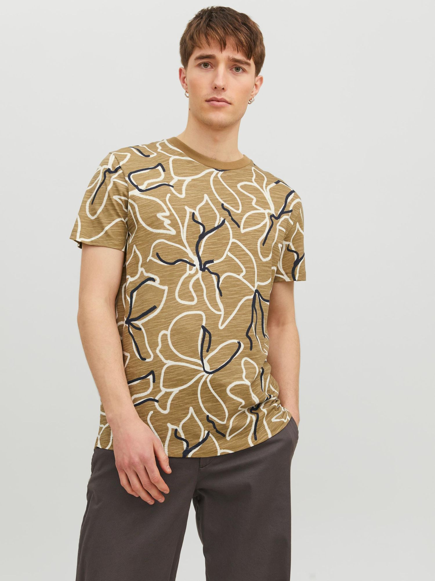 Jprblatropic Aop Ss Tee Crew Neck Sn Covert Green - dvjeans