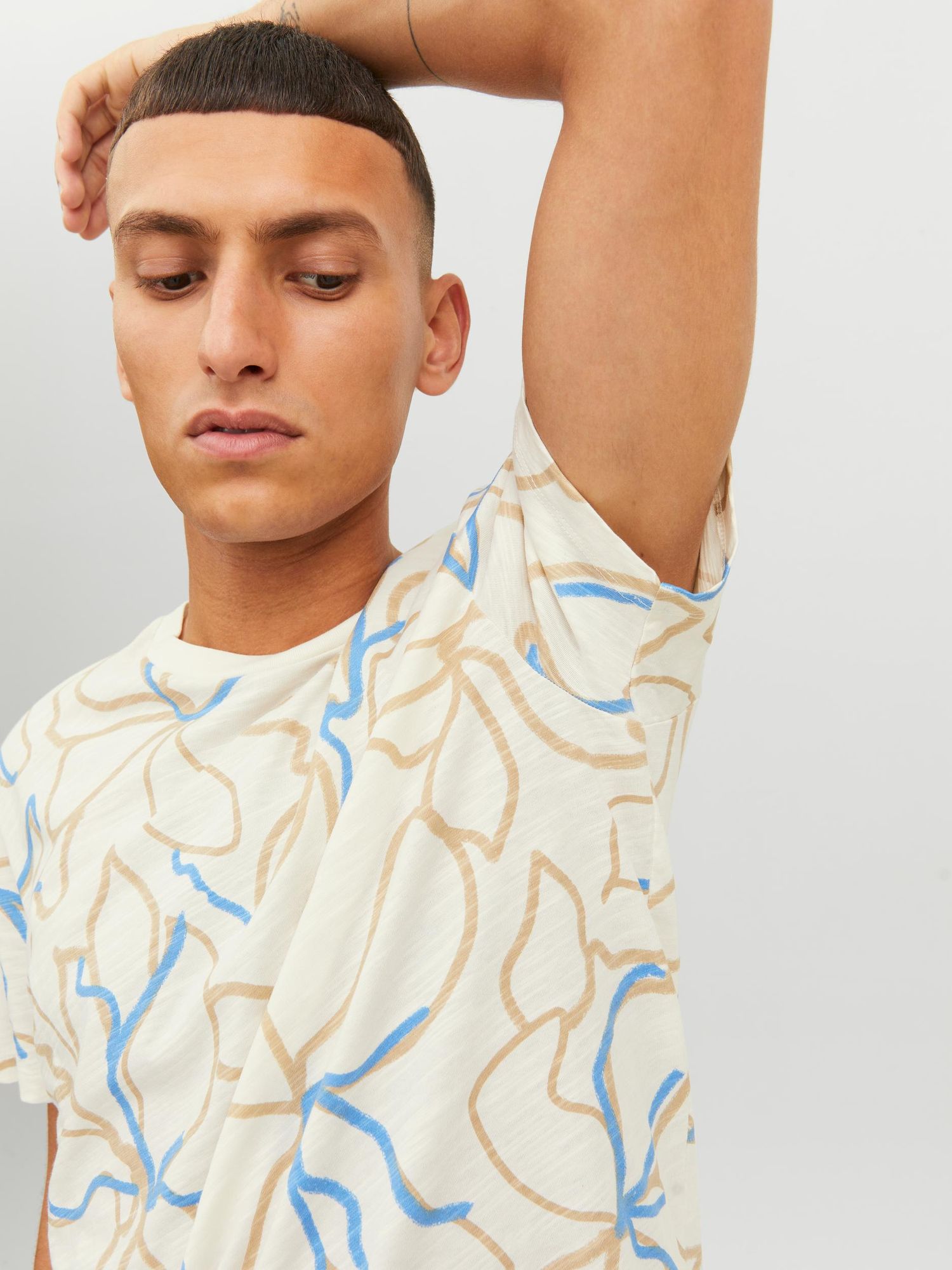 Jprblatropic Aop Ss Tee Crew Neck  Marina - dvjeans