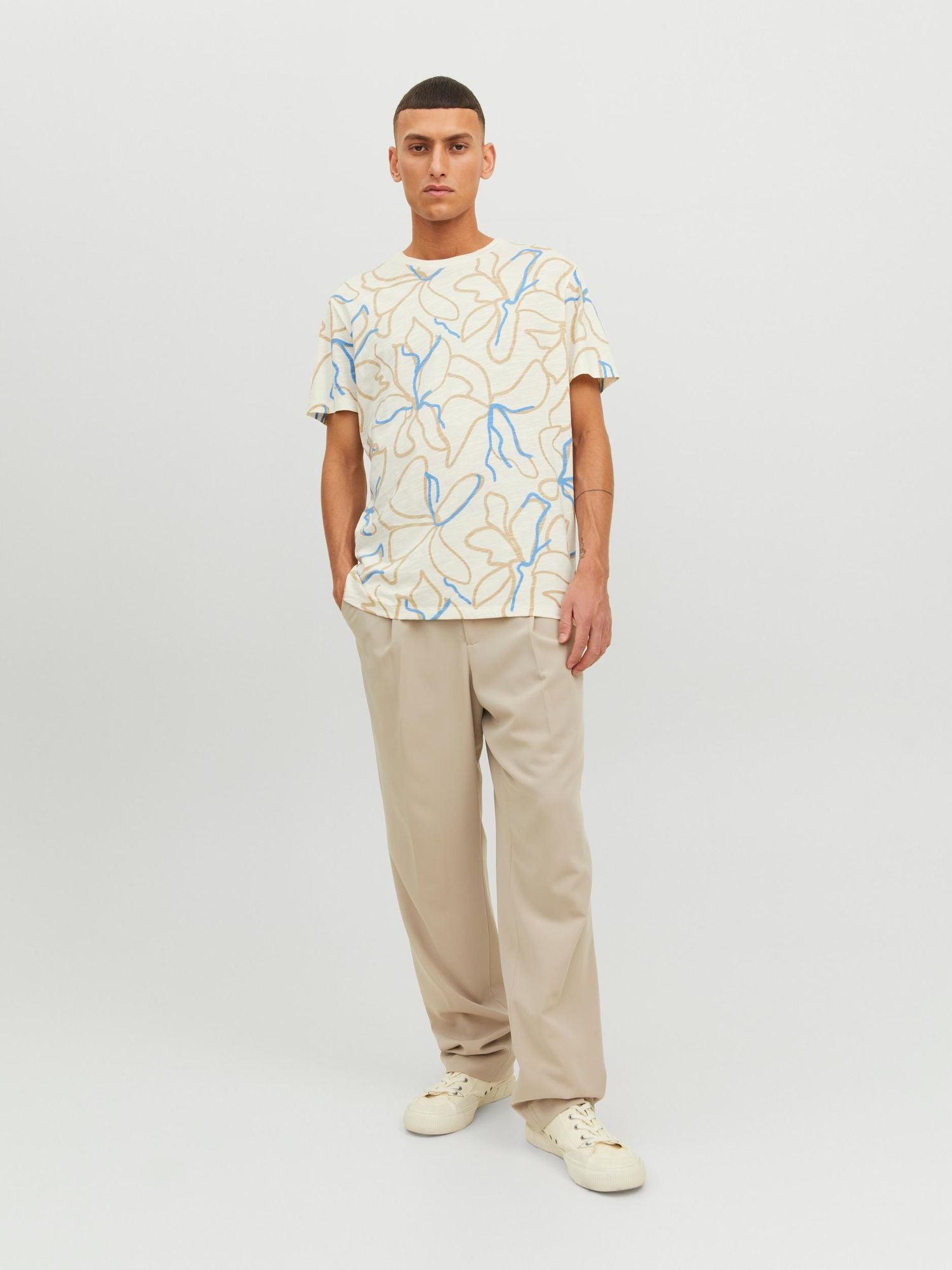 Jprblatropic Aop Ss Tee Crew Neck  Marina - dvjeans