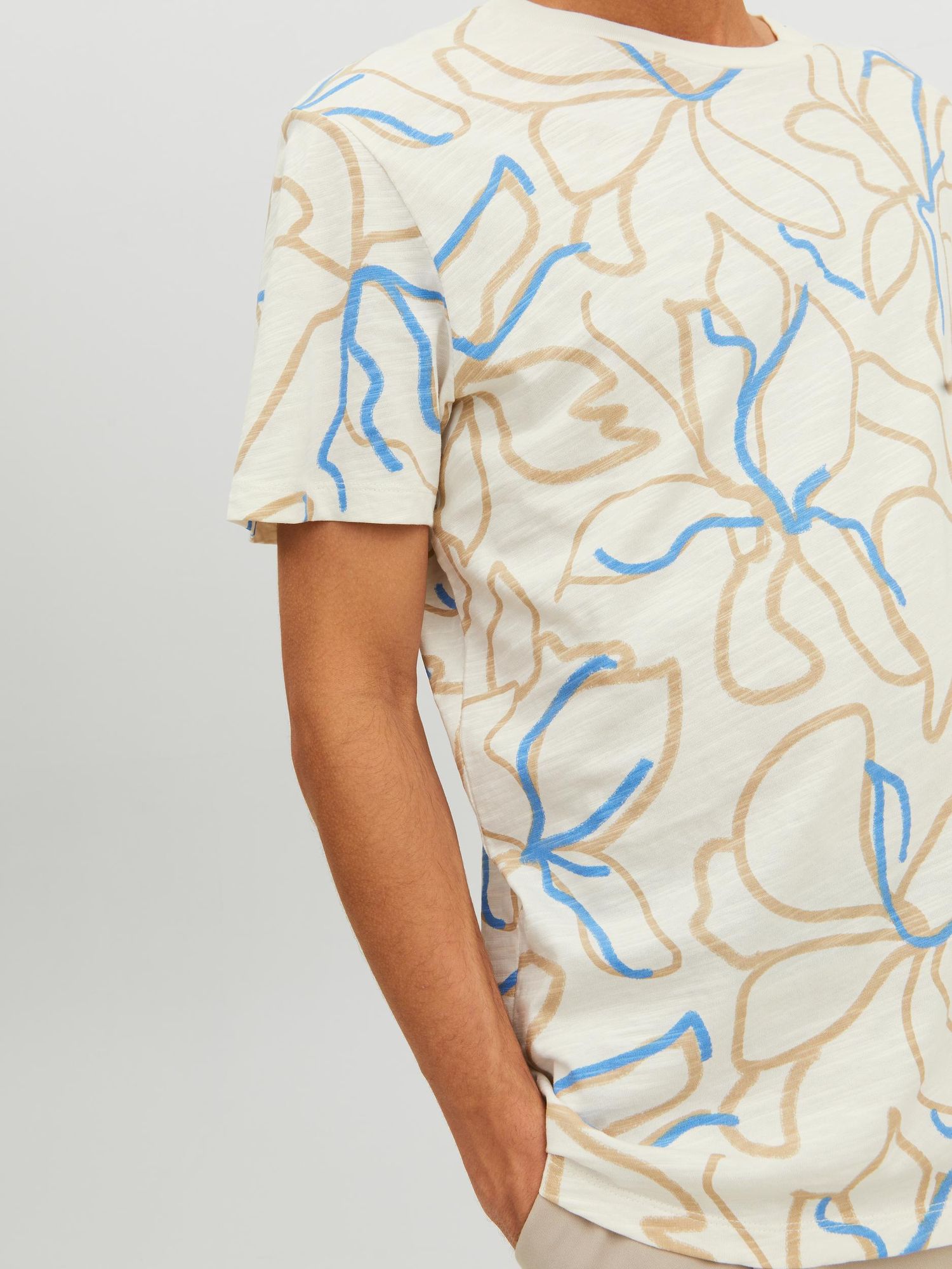 Jprblatropic Aop Ss Tee Crew Neck  Marina - dvjeans